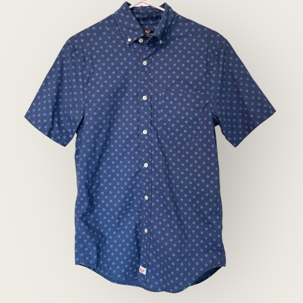 Vineyard Vines Blue Classic Fit Murray Short Sleeve Button Down Shirt XS